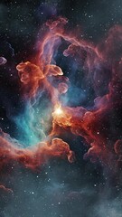 Wall Mural - A colorful animation of a cosmic nebula rotating with stars in the distance.