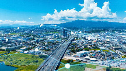 Fototapete - 都市交通とネットワーク