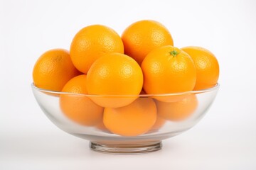 Poster - Fresh and Juicy: Bowl of Oranges on a White Background