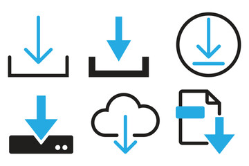 Wall Mural - set of download icon. install symbol. download icon. upload button. load symbol.
