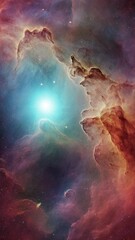 Wall Mural - A animated push towards a rotating nebula and a blue toned sun with stars rotating in the distance.