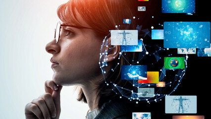 Aufkleber - Profile of a thinking woman and video concept 