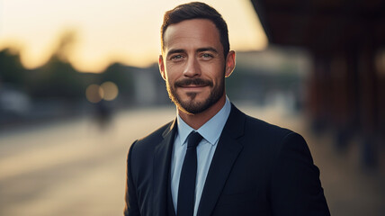 Wall Mural - Portrait businessman in the city