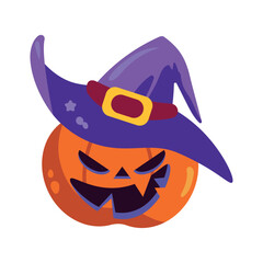 Canvas Print - halloween pumpkin with hat