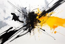 Black Yellow Abstract Paint Splatter White Space Surrounding Dynamic Splashes Syndicate Whirlwind Wasps Signatures