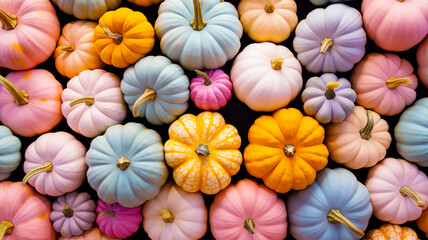 Wall Mural - Pastel colored pumpkins and squashes