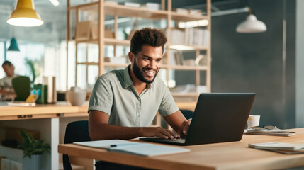 Aufkleber - Businessman planning and in communication with people on the internet at new office.