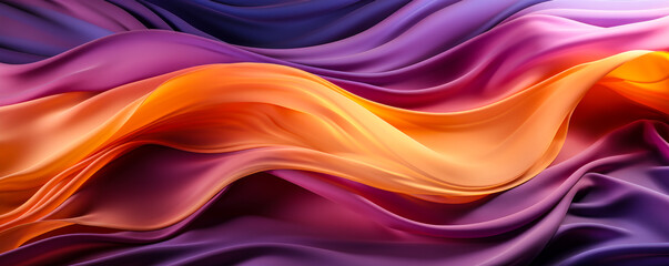 Poster - Hypnotic 3D Wave in Bright Gold and Purple Gradient: Abstract Silk Background
