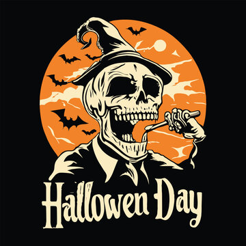Halloween Day typography t-shirt design vector
