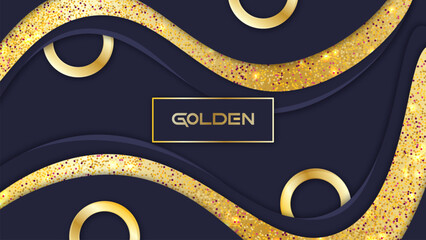 Poster - Glitter Elegant Abstract Background with Golden Elements. Vector Typography Slide.