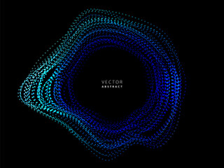 Wall Mural - wavy colorful dotted round frame on black background. vector illustration.
