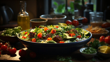 Poster - Freshness and health on a plate, a gourmet vegetarian meal generated by AI