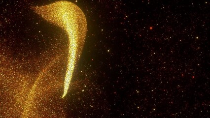 Poster - Wind gold particles. Computer generated 3d render