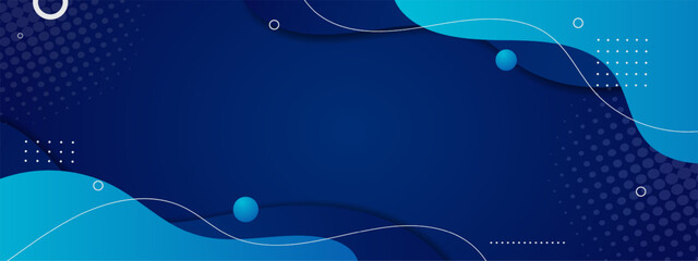 Poster - modern blue gradient geometric with fluid shapes background