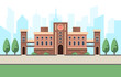 College clip art. University building icon. Illustration of college building or campus landmark