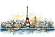 Watercolor Abstraction Illustration Of Paris