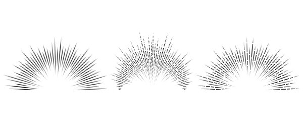 Poster - Semicircle sound wave. Audio music equalizer. Round circular icons set. Spectrum radial pattern and frequency frame. Vector design
