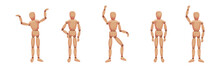 Wooden Dummy Toy And Man Statue Model With Joints Vector Set