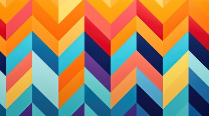 Canvas Print - Bold and graphic chevron pattern in bright colors background.