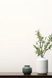 Fototapeta Przestrzenne - minimalistic asia background, with plants and stuff, with empty copy space