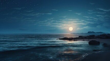 Wall Mural - The moon over the sea wallpaper background 