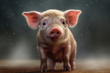 Wall Mural -  An adorable image of a pig, showcasing its round body and snout.  Generative AI technology.