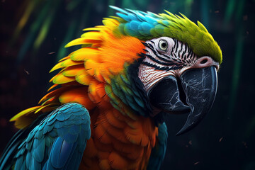 Wall Mural - A vibrant image of a parrot, displaying its colorful feathers and intelligent expression.  Generative AI technology.