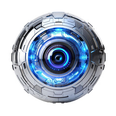 Eye of robot,Blue eyes of robot isolated on transparent background,Transparency 