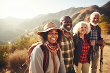 Seniors' Club On A Mountain Adventure. Embrace The Serenity Of Nature, Fitness, And Community. Explore The Beauty Of Aging Gracefully In The Outdoors