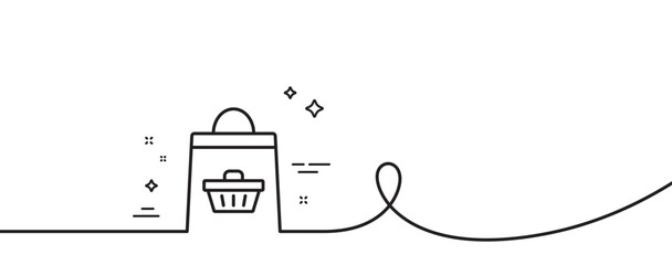 Poster - shopping bag with cart line icon. continuous one line with curl. supermarket buying sign. sale symbo