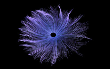Poster - flowing neon curve lines background, 3d rendering.