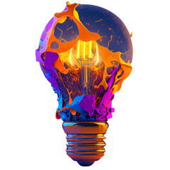Wall Mural - a colorful glowing idea bulb lamp, isolated design element on transparent background, visualization 