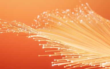 Poster - flowing neon curve lines background, 3d rendering.