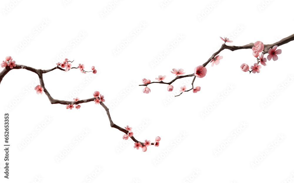 Plum blossom with Chinese ink painting style, 3d rendering. Stock ...