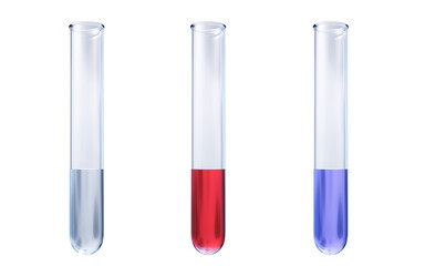 Canvas Print - Test tube with different colors, 3d rendering.