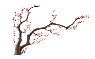 plum blossom with chinese ink painting style, 3d rendering.
