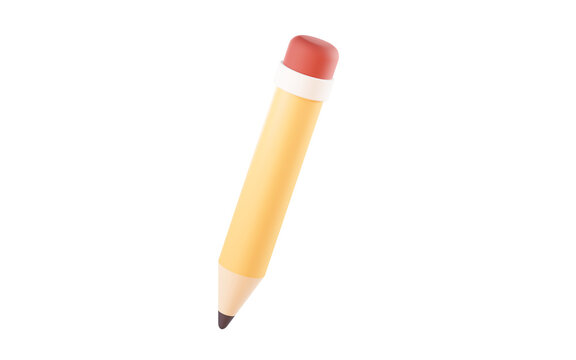 Cartoon style pencil, 3d rendering.