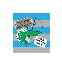 Wall Mural -  carton crocodile fishing vector print.