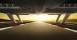 © Image Craft - Motion blur circuit race track with modern architecture in sunrise. 3D Rendering.