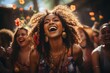 Group of friends enjoying a music festival together, Generative AI