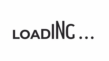 Poster - Stretching letters black and white loading text animation. Scaling text vertically outline 2D cartoon preloader, flat ui element 4K video loader motion graphic. Waiting animated indicator gif