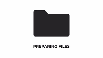 Poster - Preparing files black and white loading animation. Archives file folder floating outline 2D cartoon preloader, flat ui element 4K video loader motion graphic. Workload waiting animated indicator gif