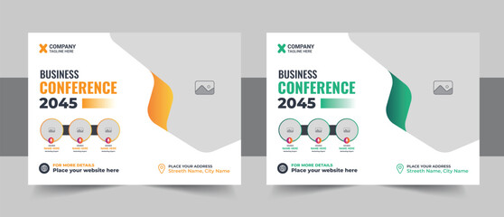 Wall Mural - modern business webinar and business conference social media banner template, online live webinar ba