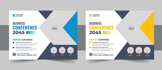 Wall Mural - corporate horizontal business conference flyer template or annual conference meeting workshop banner