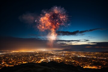 Wall Mural - Fireworks trail, Generative AI