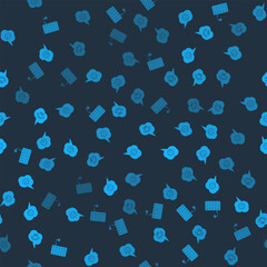 Poster - set server, speech bubble with angry smile, phone call and sad on seamless pattern. vector