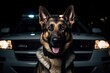 A police dog of German Shepherd breed trained for law enforcement purposes. Generative AI