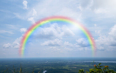 Wall Mural - rainbow and blue sky with cloud