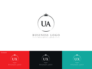 Wall Mural - Royal Crown UA Logo Icon, Minimal Luxury Ua au Business Logo Letter Design