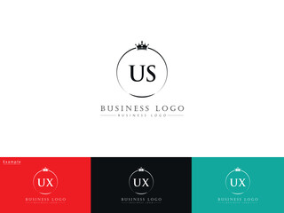 Wall Mural - Royal Crown US Logo Icon, Minimal Luxury Us su Business Logo Letter Design